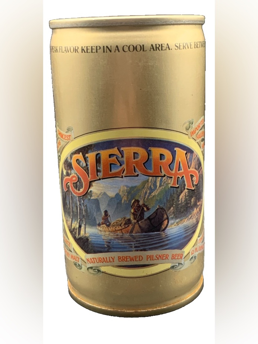 Vintage Beer Can Sierra Naturally Brewed Pilsner Beer Pull Tab Empty Steel Can